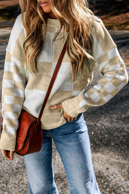 Threaded Pear Vivifira Print Drop Shoulder Sweater