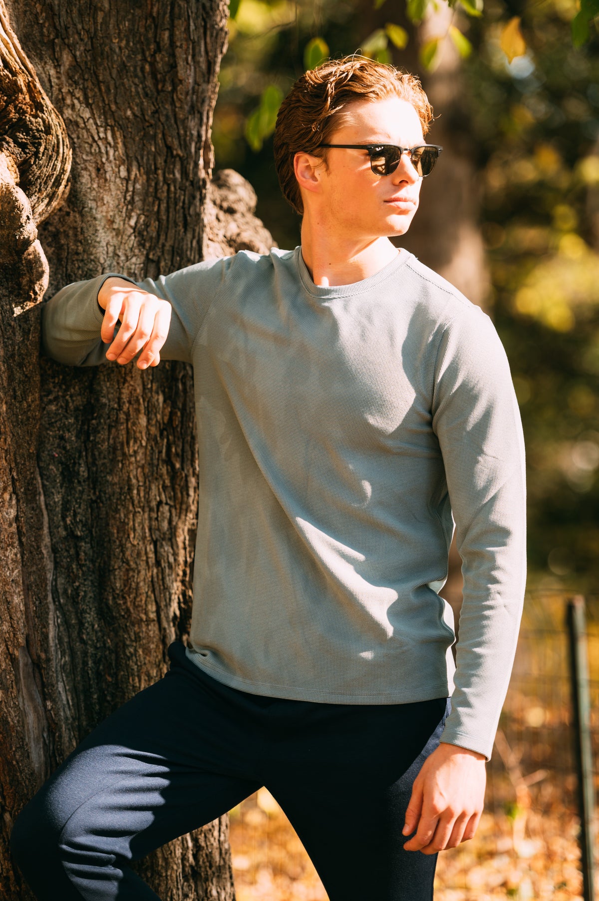 90 Degree by Reflex Men's Supreme Hyperlite Waffle Long Sleeve Crew Neck Shirt