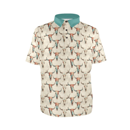 Baha Ranch Colored Skulls Men's Polo Style Shirt