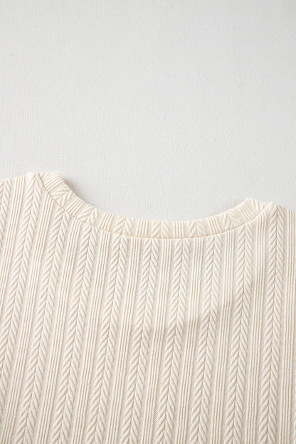 Threaded Pear Violet Puff Sleeve Textured Blouse
