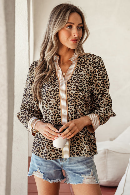 Threaded Pear Jordyn Contrast Striped Trim Shirt