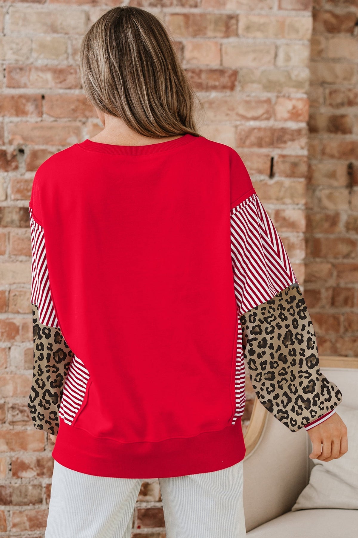 Threaded Pear Milan Patchwork Sleeve Colorblock Sweatshirt