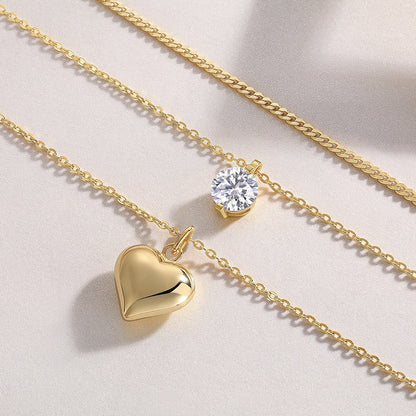 2 Carat Luxury Moissanite Pendant Necklace | S925 Sterling Silver 18K Gold Plated | Minimalist Trend Diamond Alternative Jewelry for Women