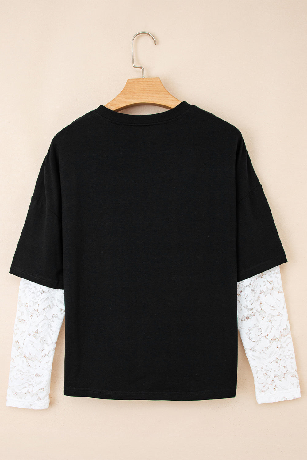Threaded Pear Hallie Lace Long Sleeve Insert Drop Shoulder Top