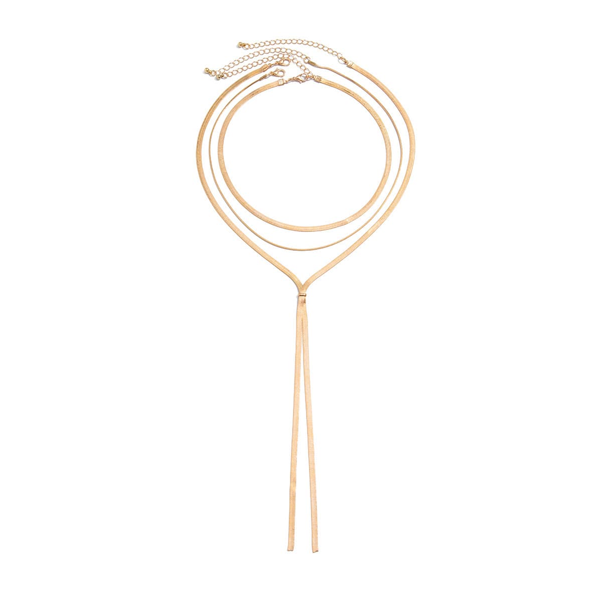 Layered Y-Shaped Herringbone Choker Necklace