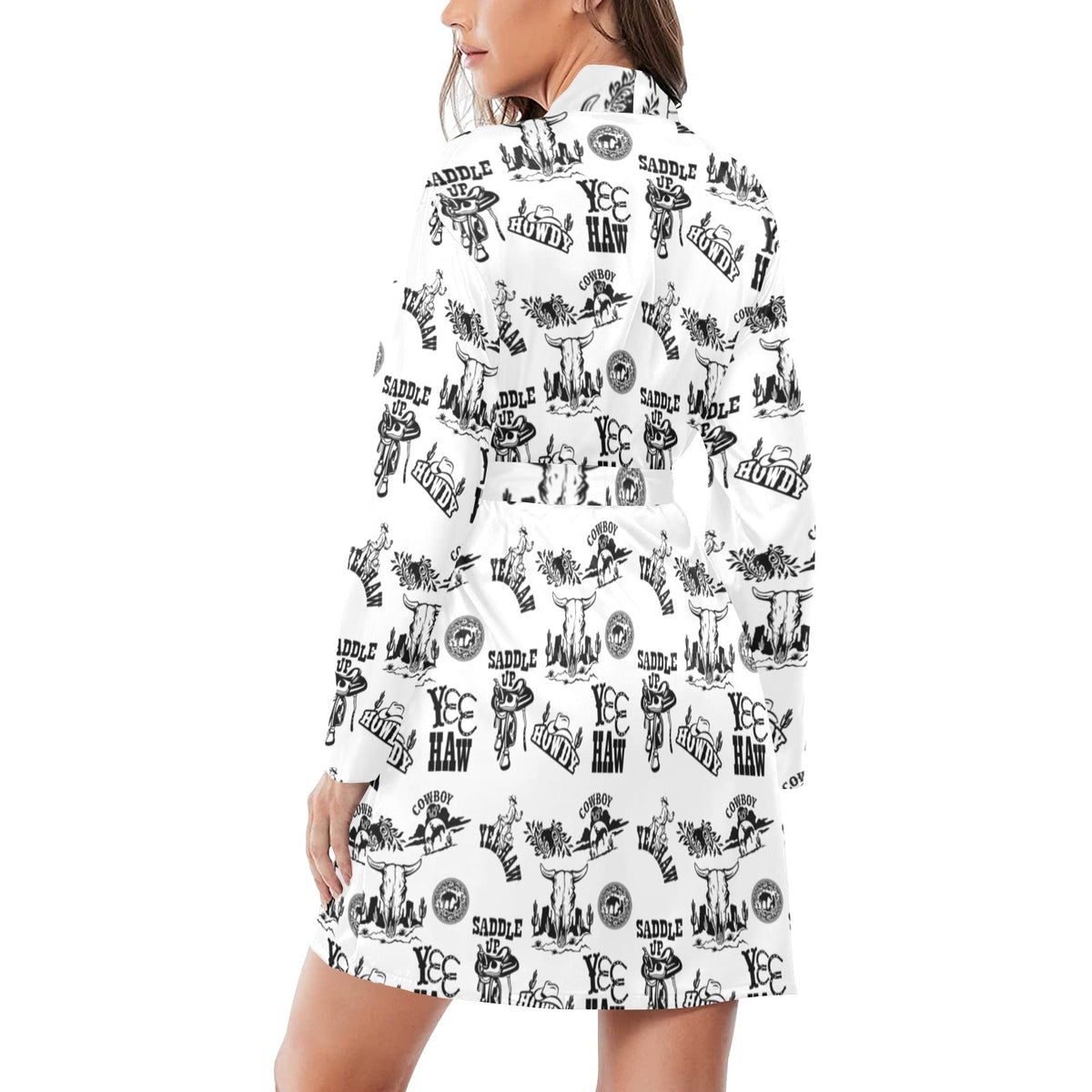 Baha Ranch Cowboy Print Western Satin Robe