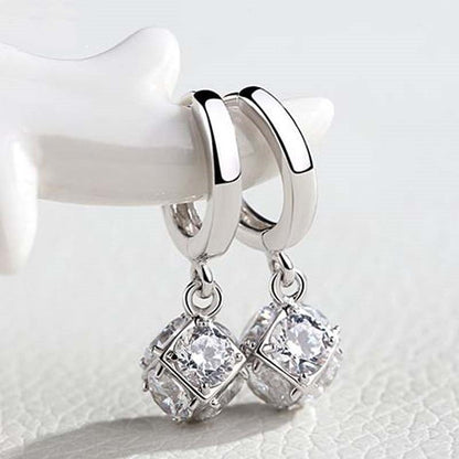 S925 Sterling Silver Magic Square Ear Buckles | High-Sense Japanese Minimalist Square Hoops | Trendy Geometric Silver Earrings | Luxury-Label Petite Square Huggies | 2026 High-Fashion Sleek Unisex Ear Jewelry