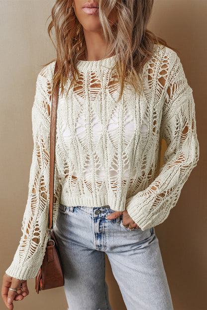 Threaded Pear Olivia Crochet Loose Fit Sweater