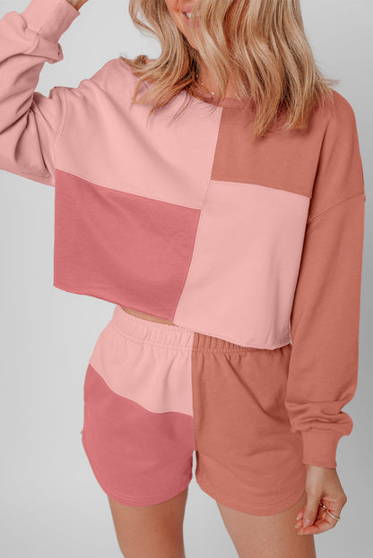 Threaded Pear Saige Patchwork Long Sleeve Shorts