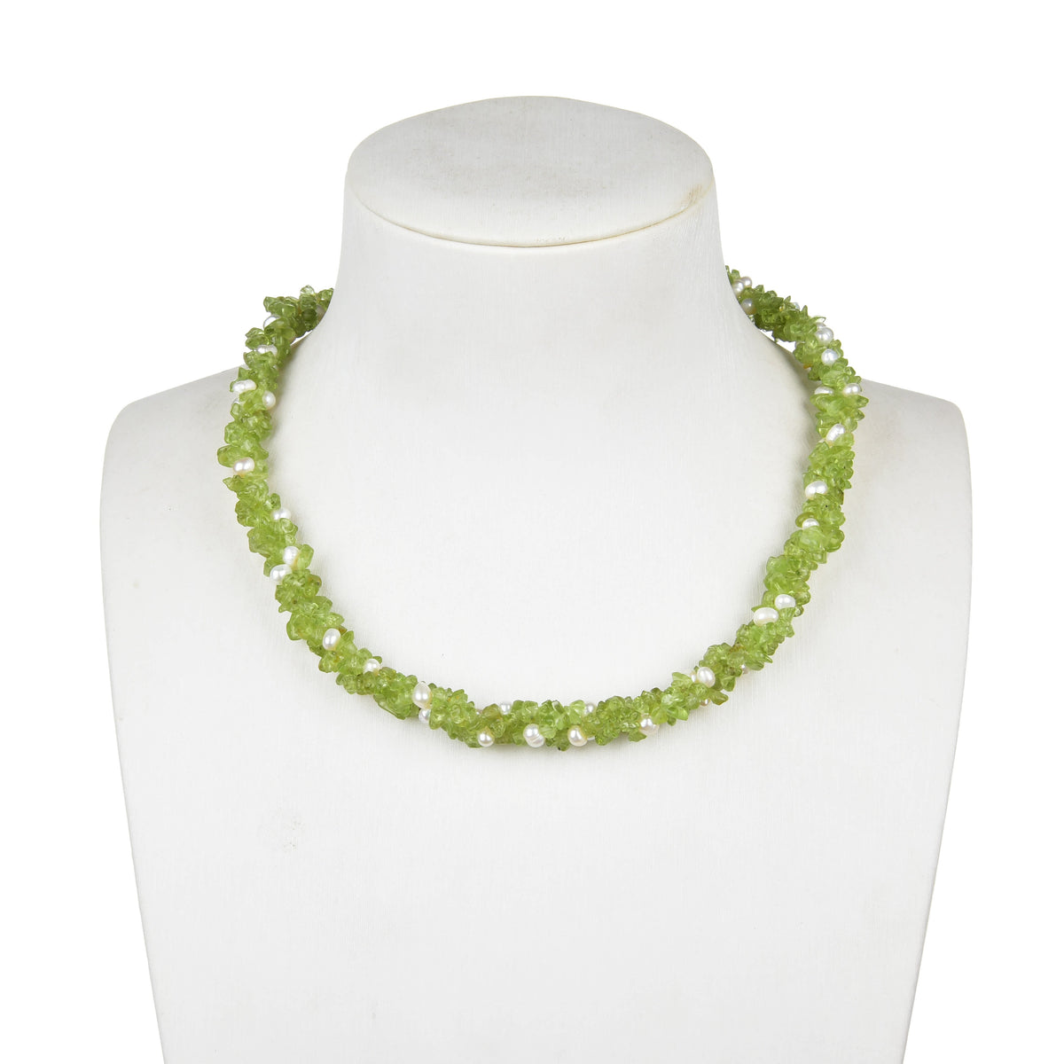 Natural Peridot and Freshwater Pearl Beaded Necklace