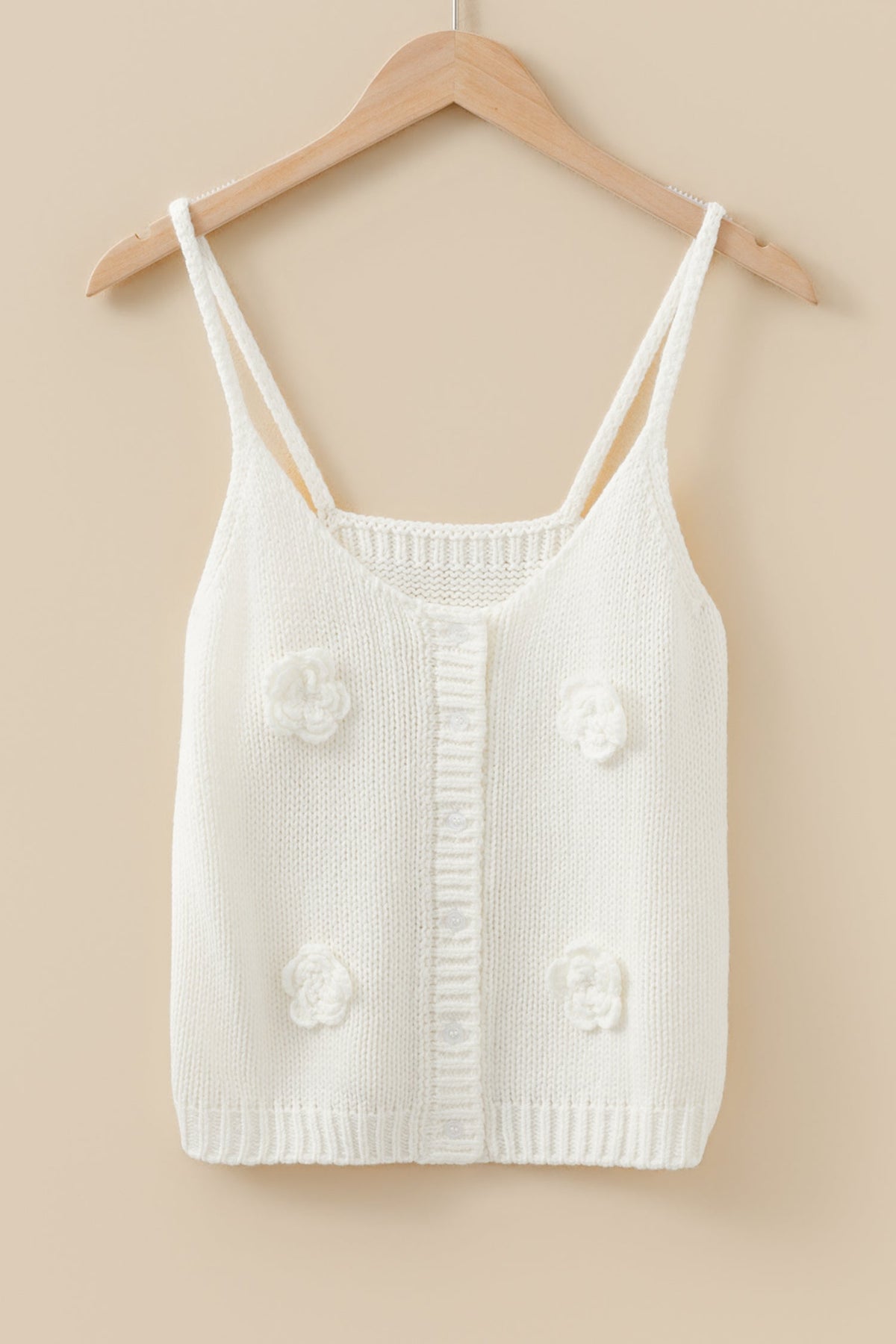 Threaded Pear Maddie Flower Spaghetti Straps Sweater