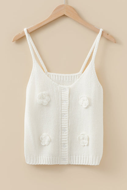 Threaded Pear Maddie Flower Spaghetti Straps Sweater