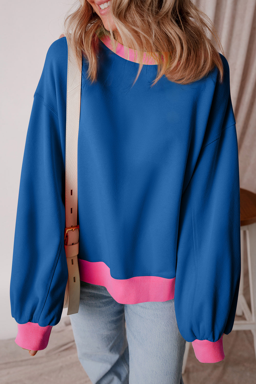 Threaded Pear Karilia Colorblock Bubble Sleeve Sweatshirt