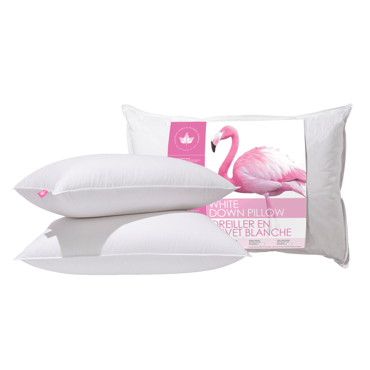 Canadian Down & Feather Company White Down Pillow, Soft Support 2 Pack