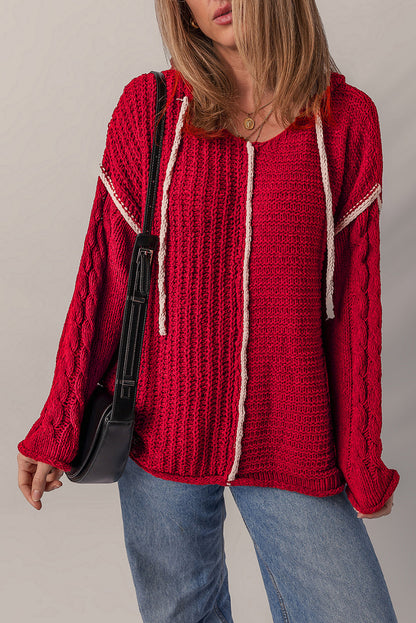 Threaded Pear Olivia Knit Drawstring Hooded Sweater