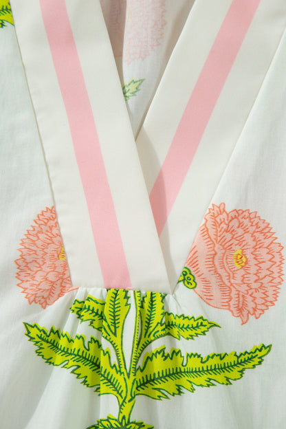 Giuliana Print Striped Trim PLUS Blouse