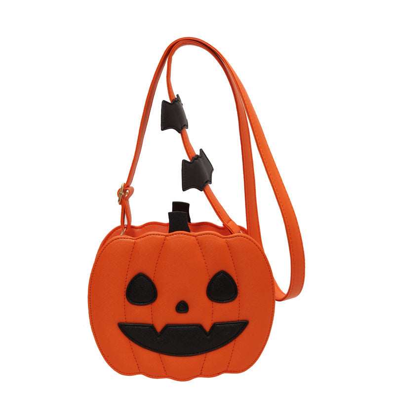 Halloween Funny Pumpkin Crossbody Bag | Creative Cartoon Pumpkin Purse with Bat Wings | Personalized Fall Festival Shoulder Bag | Whimsical Holiday Party Bag for Women & Teens
