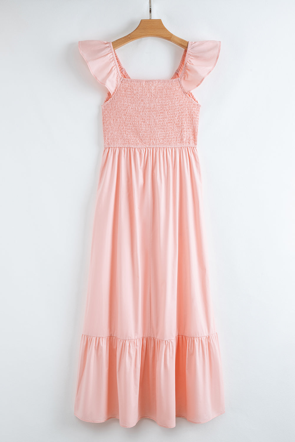 Threaded Pear Ashlyn Flutter Sleeve Smocked Bodice Maxi Dress