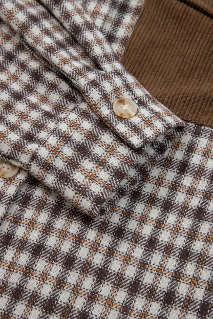 Threaded Pear Ava Flap Patchwork Plaid Shacket