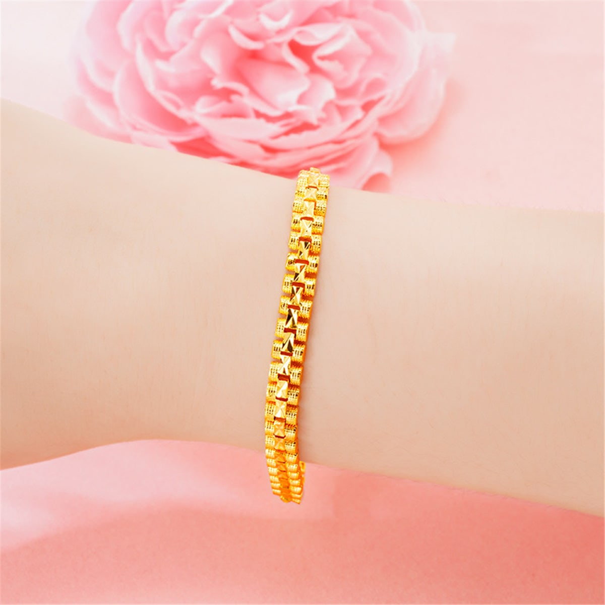 24k Goldtone Frosted Link Bracelet
