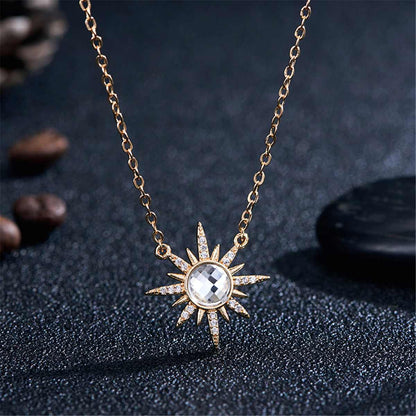 Crystal & Cubic Zirconia Sun Pendant Necklace