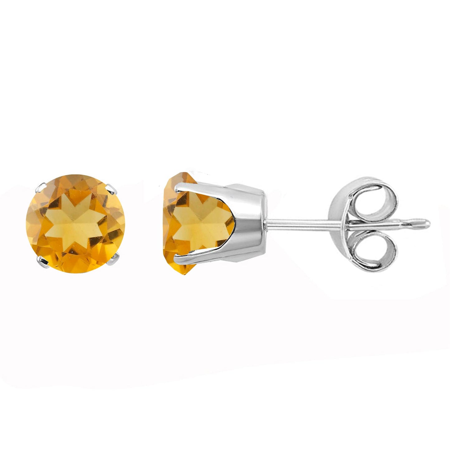 V3 Jewelry White Gold with Natural Citrine Stud Earrings