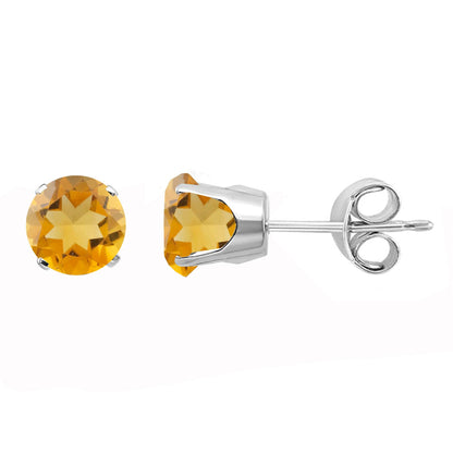 V3 Jewelry White Gold with Natural Citrine Stud Earrings