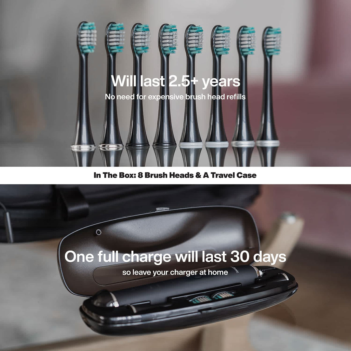 Aquasonic Black Series Toothbrush + Black Aquaflosser Bundle