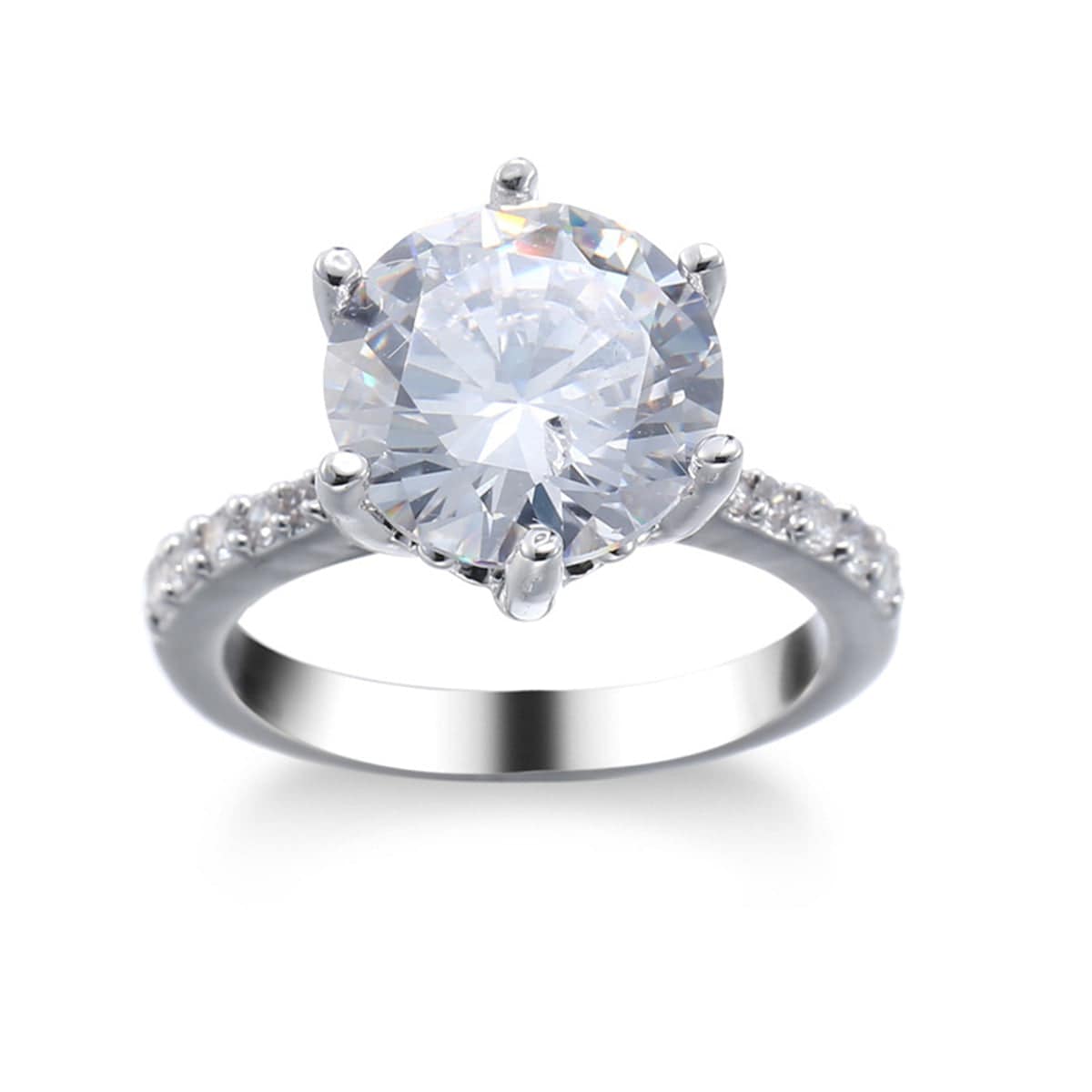 Crystal & Cubic Zirconia Pavé Round-Cut Ring