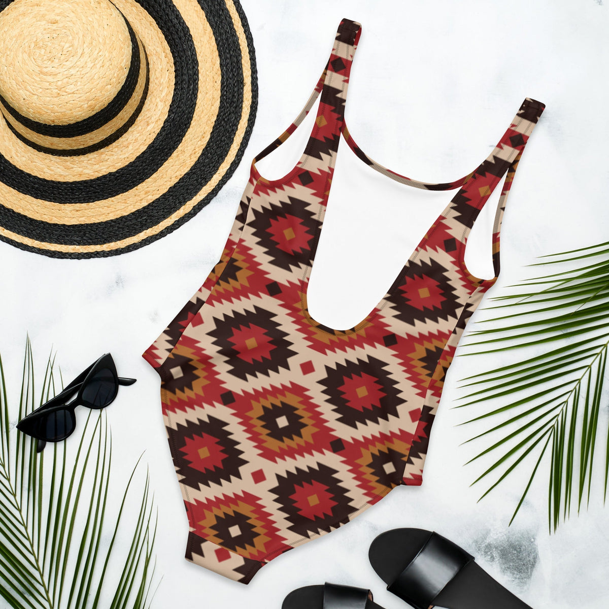 Baha Ranch Yeehaw Rust Aztec One-Piece Swimsuit