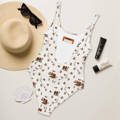 Baha Ranch Yeehaw Hereford Brands One-Piece Swimsuit