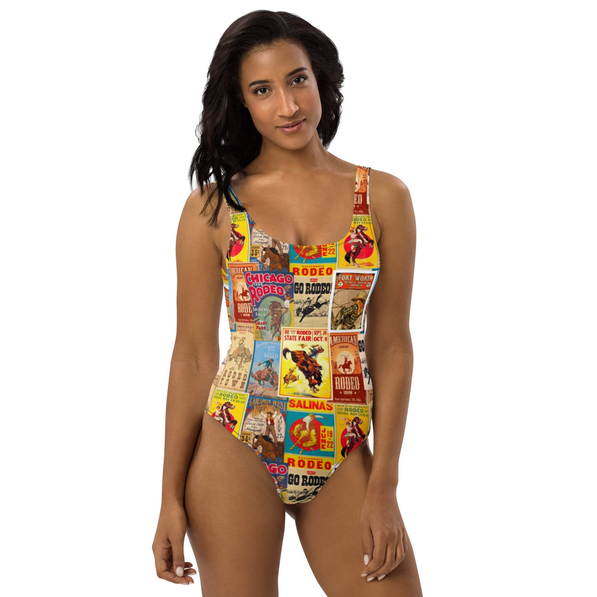 Baha Ranch Yeehaw Vintage Rodeo Poster One-Piece Swimsuit