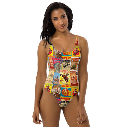 Baha Ranch Yeehaw Vintage Rodeo Poster One-Piece Swimsuit
