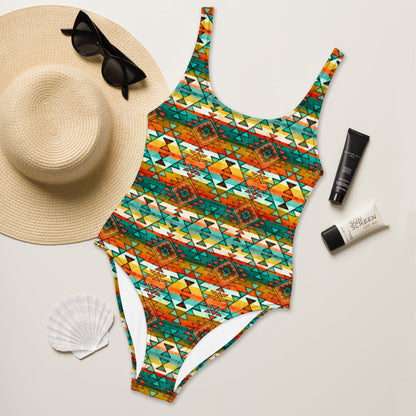 Baha Ranch Mustard Aztec One-Piece Swimsuit