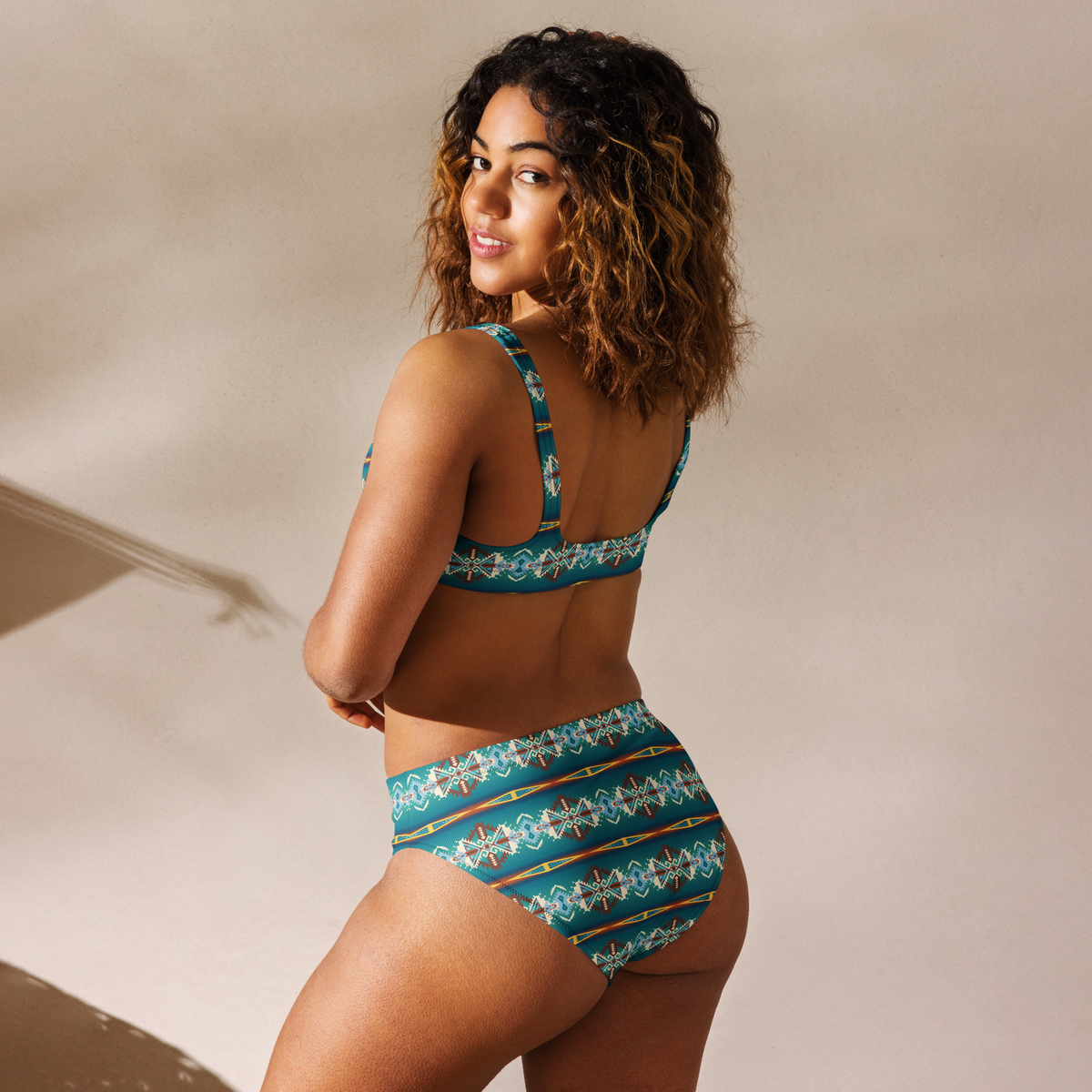 Baha Ranch Yeehaw Teal Aztec Blanket Print Bikini