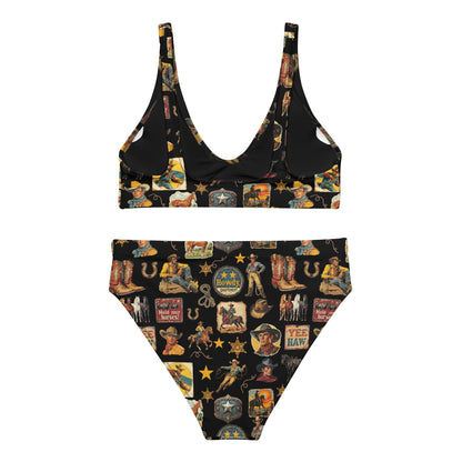 Baha Ranch Yeehaw Vintage Cowboy Collage Bikini