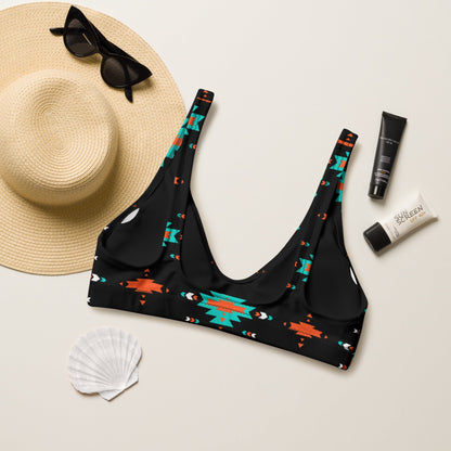 Baha Ranch Yeehaw Turquoise & Orange Aztec Bikini Top