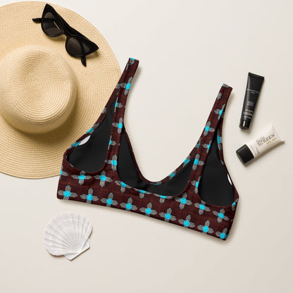 Baha Ranch Yeehaw Turquoise Zia Bikini Top