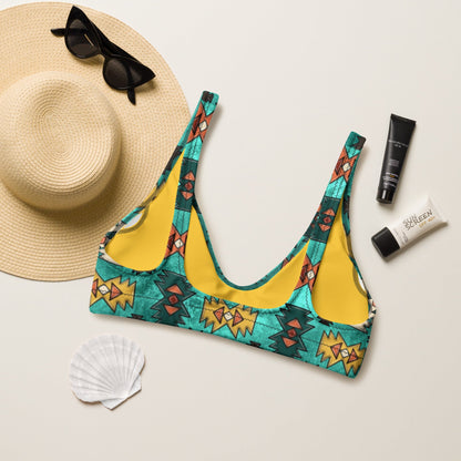 Baha Ranch Yeehaw Turquoise Aztec Bikini Top