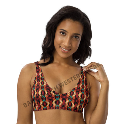 Baha Ranch Yeehaw Rust Aztec Bikini Top