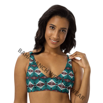 Baha Ranch Yeehaw Teal Burgandy Bikini Top