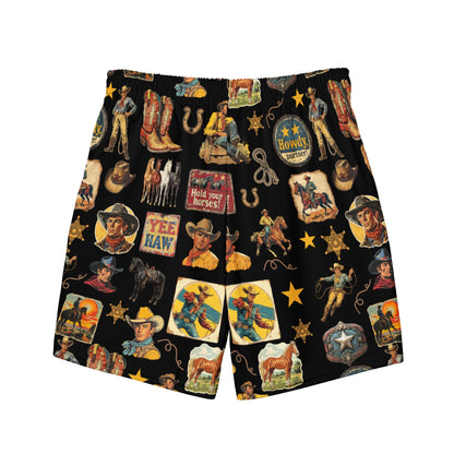 Baha Ranch Yeehaw Vintage Cowboy Collage Swim Trunks