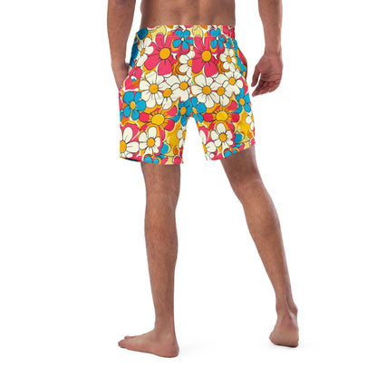 Baha Ranch Yeehaw Flower Child Retro Men's Swim Trunks