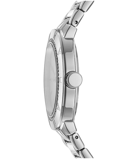 Dkny Women Watch, Silver Color Case, Blue Dial, Stainless Steel Metal Bracelet, 3 Hands, 5 Atm