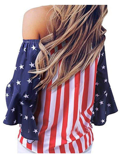 Trumpet Sleeve Tie-Front Blouse