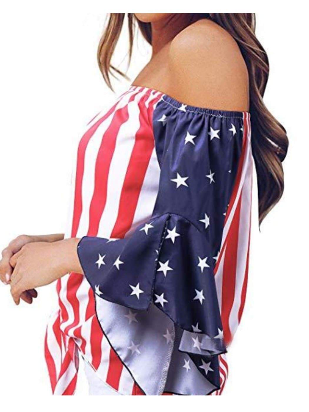 Trumpet Sleeve Tie-Front Blouse