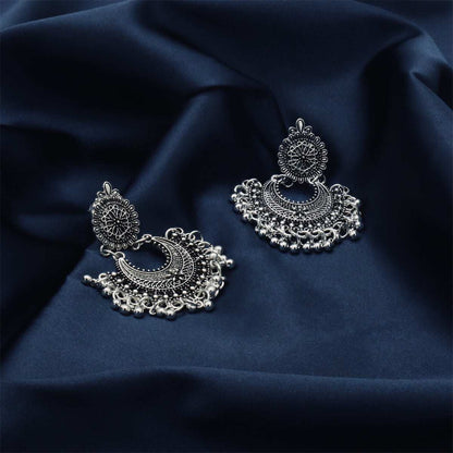 Silvertone Boho Intricate Drop Earrings