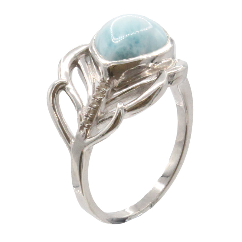 Larimar Stone Sterling Silver Willow Ring Size 7 By Marahlago