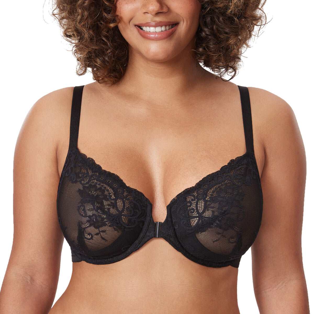 Front Closure Lace Underwire Plunge Bra