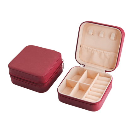 Deep Red Jewelry Mini Travel Case